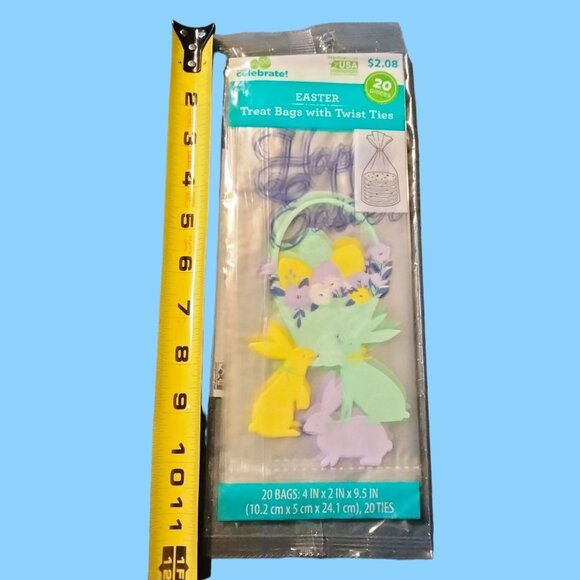 Way to Celebrate Happy Easter Treat Bags 20 Twist Ties Bunnies Rabbit Cookie - Picture 5 of 7